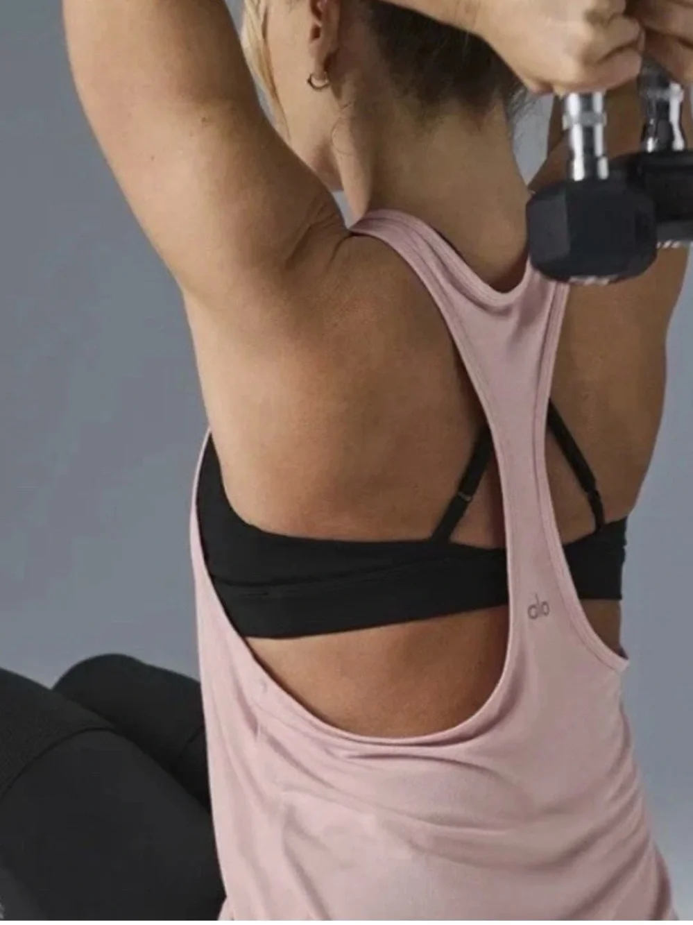 ALO Yoga Light Pink Knot-Front Racerback Tank